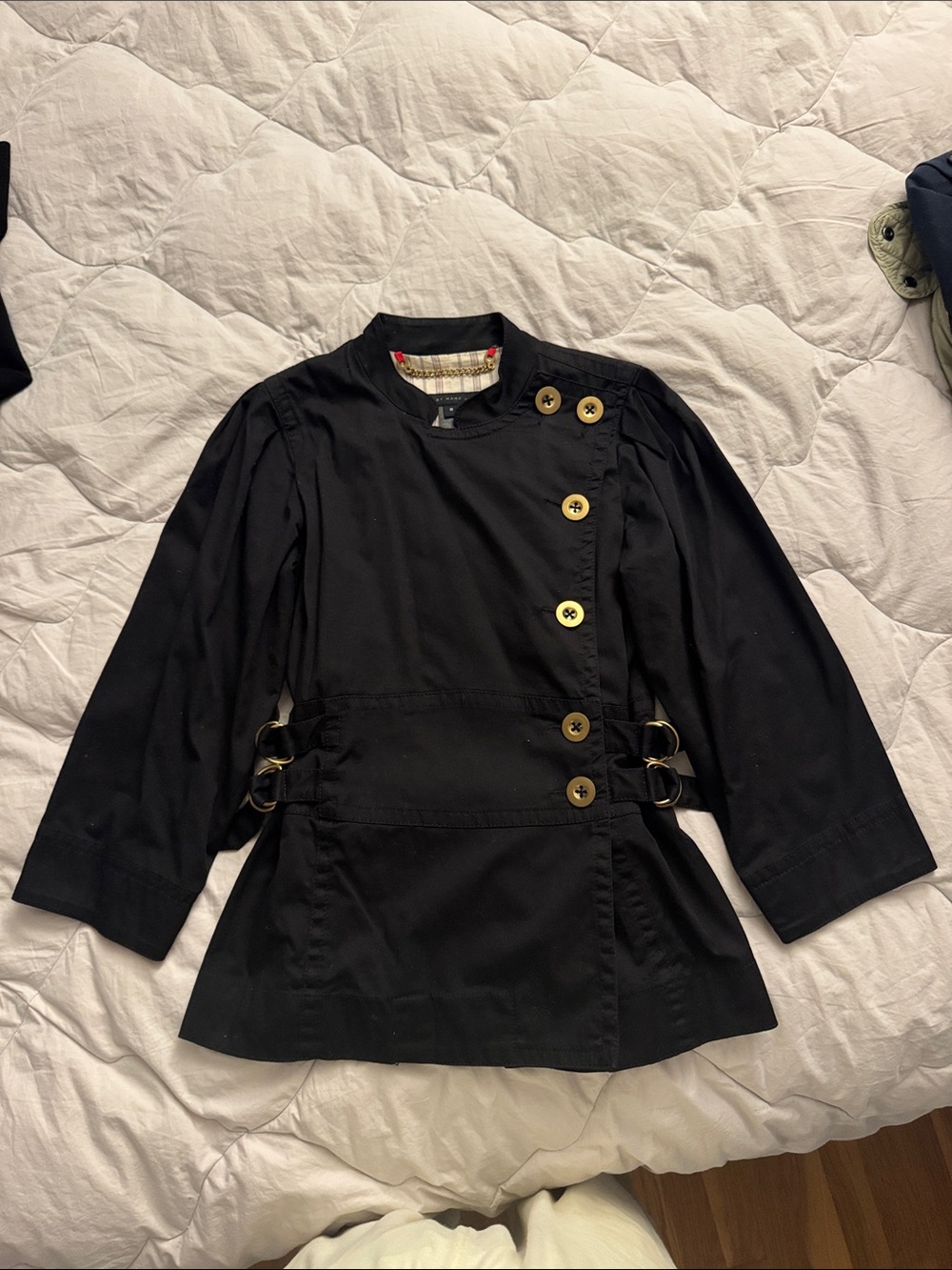 Marc Jacobs Black Women's Lightweight Trench Coat with Contrast Lining - Picture 1 of 6